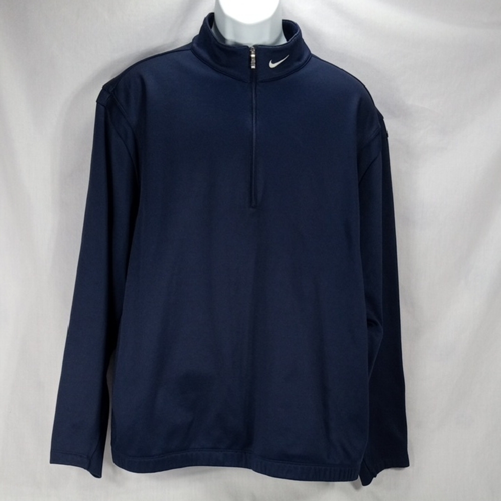 Nike Navy Therma-Fit Half-Zip Pullover with White Swoosh